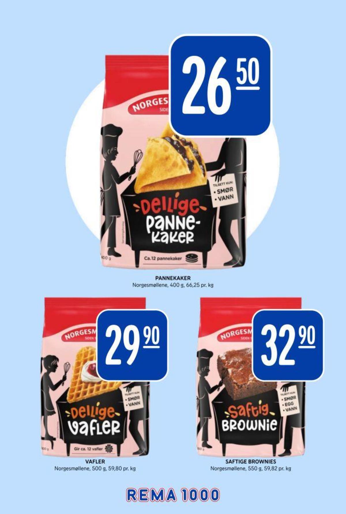 Se Rema 1000 kundeavis for uke 15 på Tilbudsuken.no. Se gode tilbud på mange varer, f.eks. pannekakemix norgesmøllene eller brownies norgesmøllene. Les kundeavisen her! Side 33