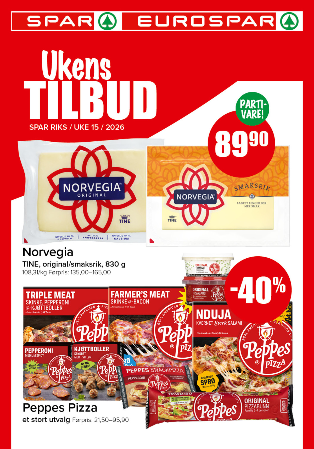 Se Spar - Eurospar kundeavis for uke 15 på Tilbudsuken.no. Se gode tilbud på mange varer, f.eks. skæreost norvegia eller revet ost synnøve finden. Les kundeavisen her! Side 1