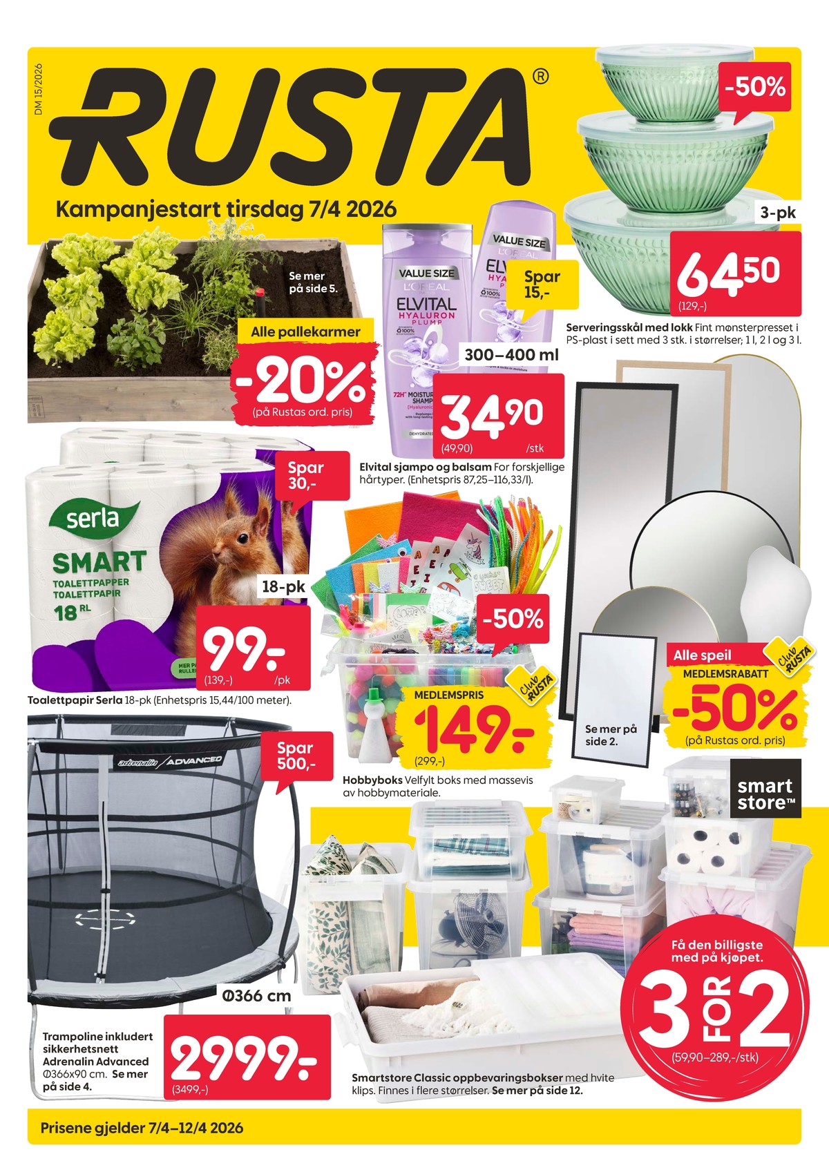 Se Rusta kundeavis for uke 15 på Tilbudsuken.no. Se gode tilbud på mange varer, f.eks. skålsett ukjent eller speil ukjent. Les kundeavisen her! Side 1