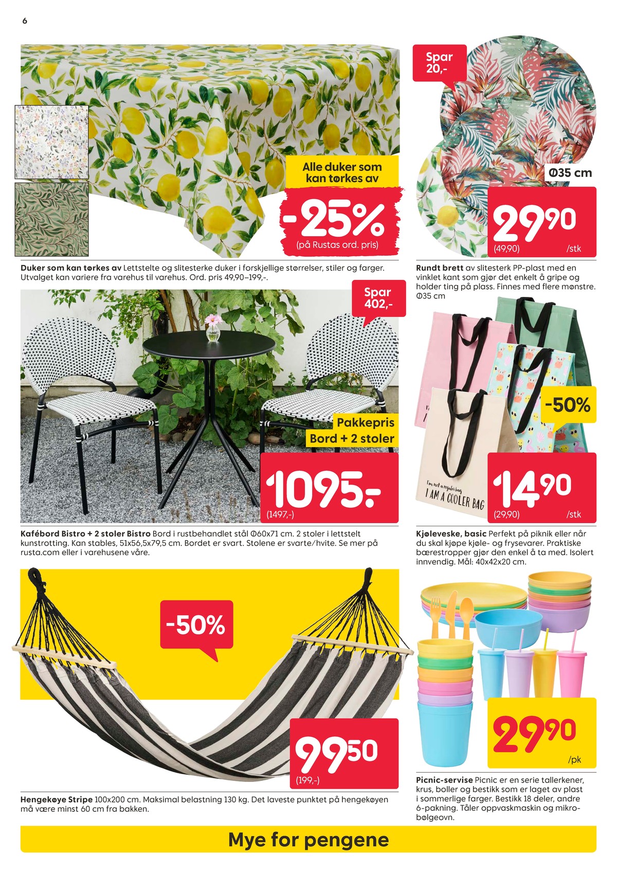 Se Rusta kundeavis for uke 15 på Tilbudsuken.no. Se gode tilbud på mange varer, f.eks. brikke ukjent eller kjøleveske ukjent. Les kundeavisen her! Side 6