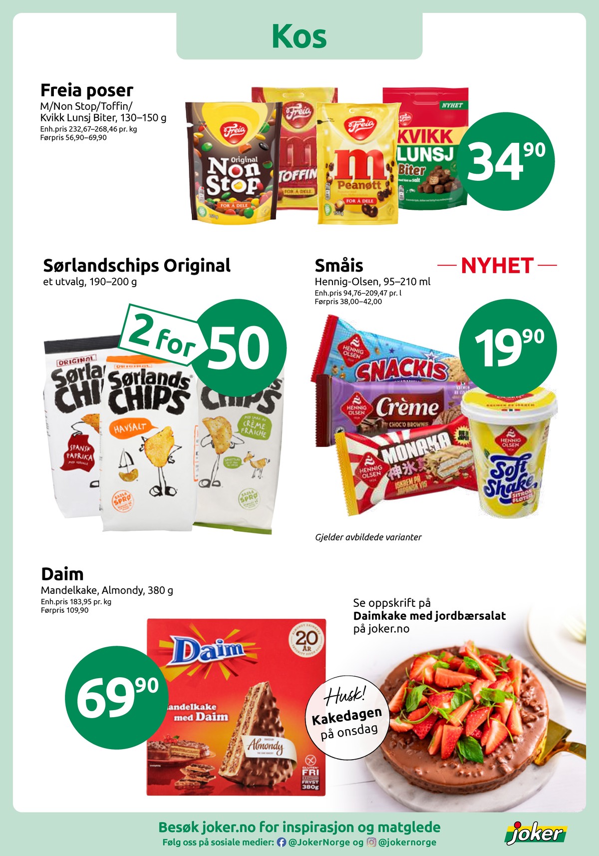 Se Joker kundeavis for uke 15 på Tilbudsuken.no. Se gode tilbud på mange varer, f.eks. sjokoladepose m peanøtt eller sjokoladebar kvikk lunsj. Les kundeavisen her! Side 7