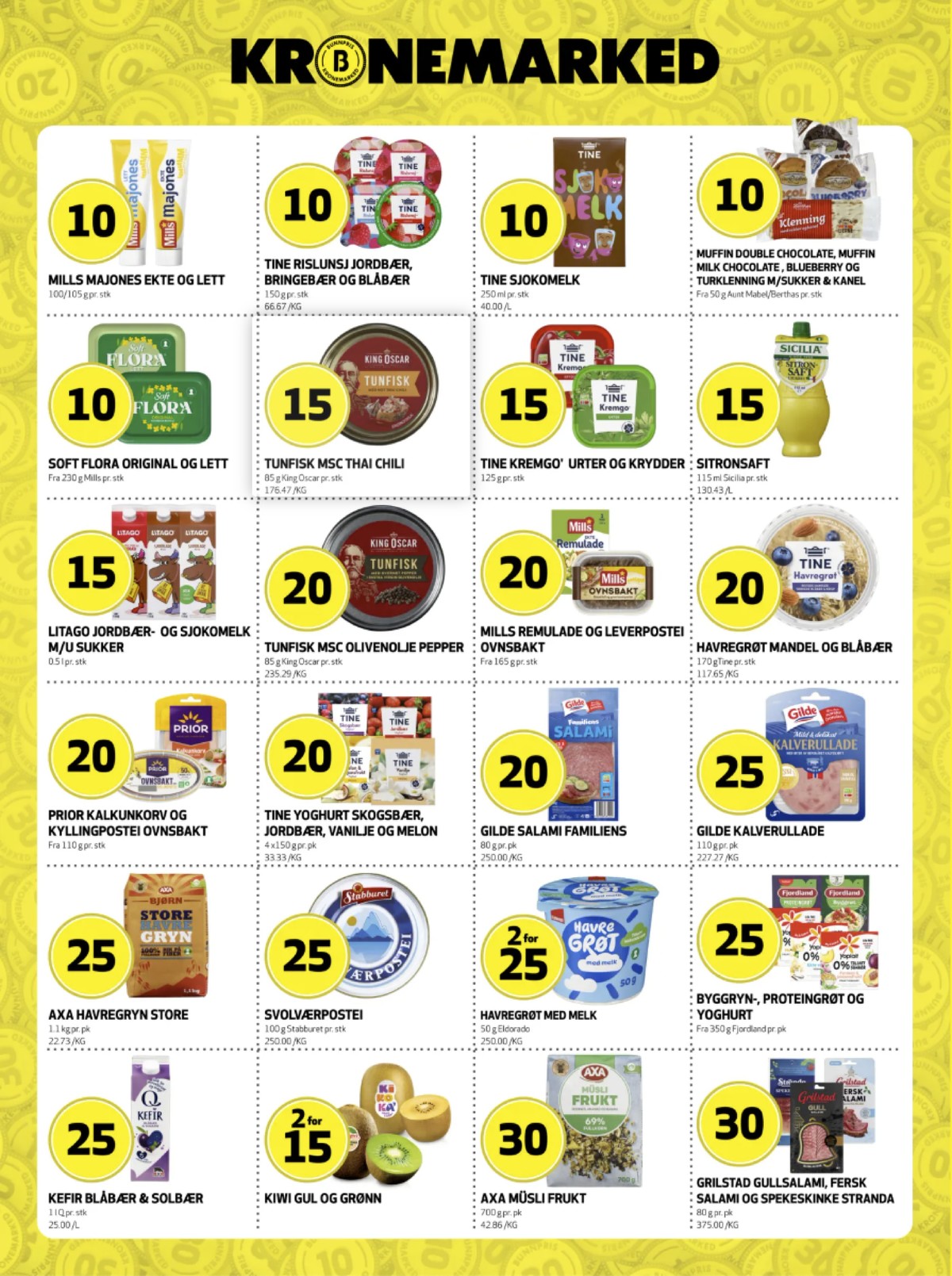 Se Bunnpris kundeavis for uke 15 på Tilbudsuken.no. Se gode tilbud på mange varer, f.eks. ekte majones mills eller lett majones mills. Les kundeavisen her! Side 14