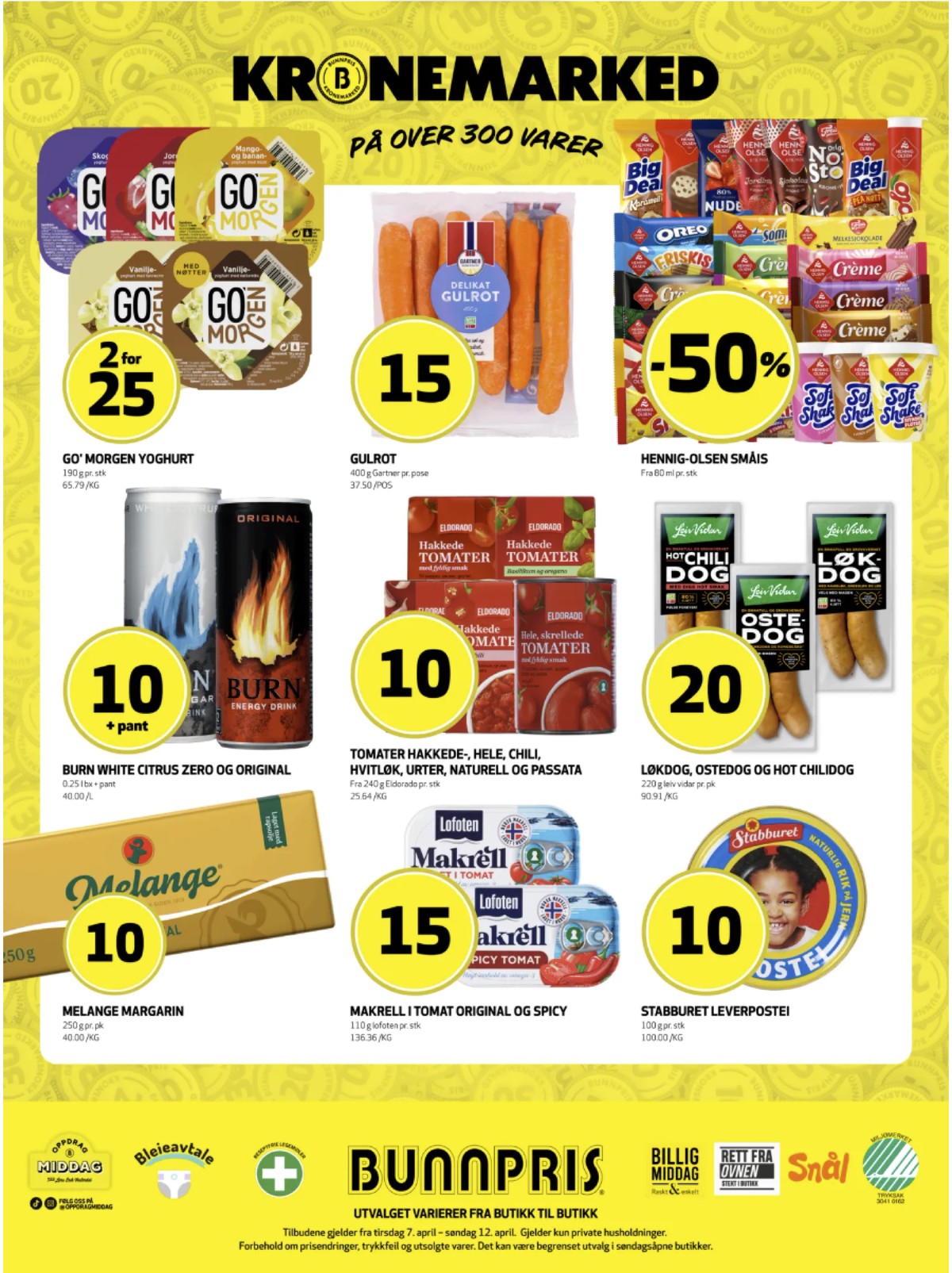 Se Bunnpris kundeavis for uke 15 på Tilbudsuken.no. Se gode tilbud på mange varer, f.eks. vanilje yoghurt go morgen eller leverpostei stabburet. Les kundeavisen her! Side 26