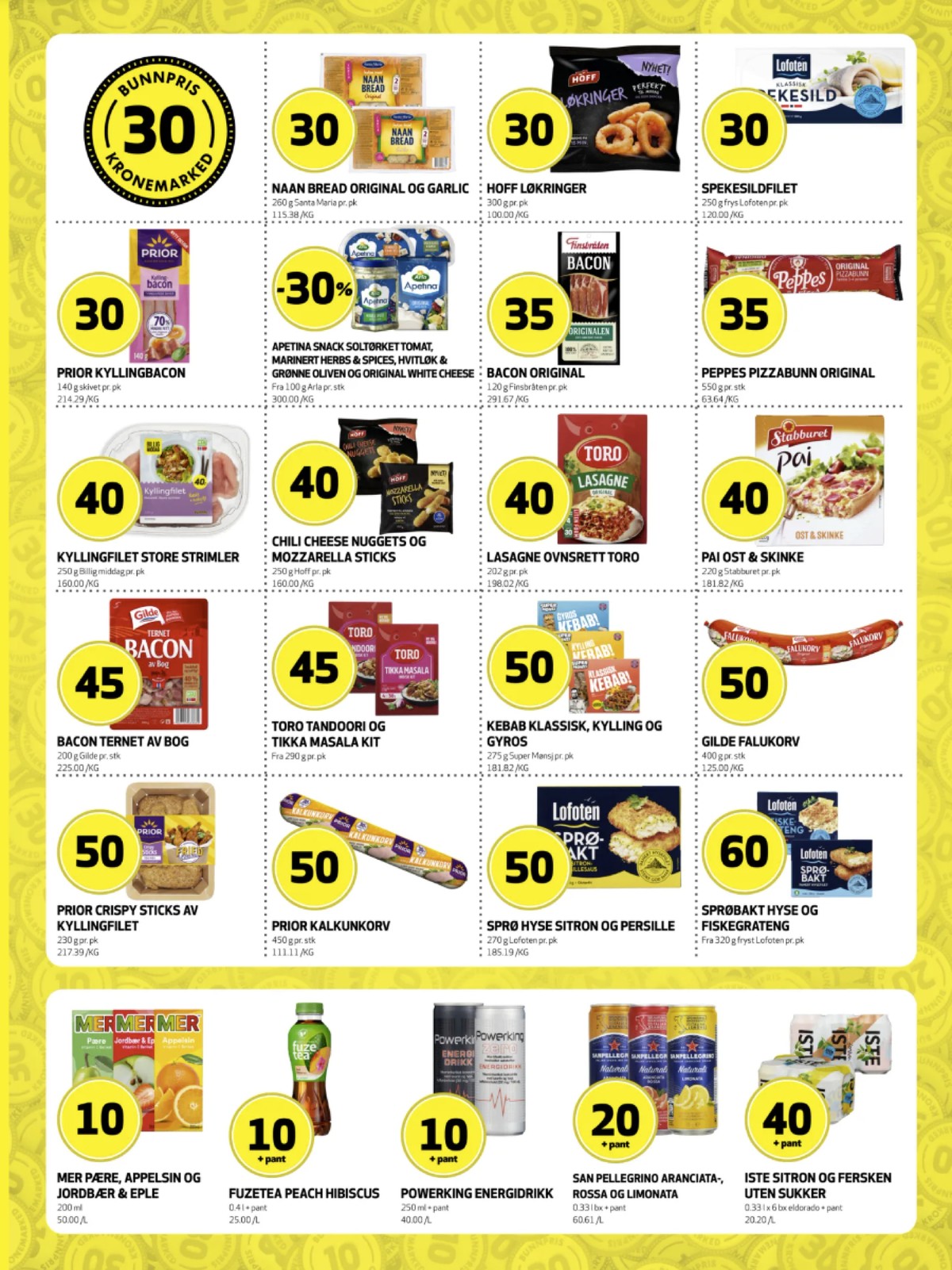 Se Bunnpris kundeavis for uke 15 på Tilbudsuken.no. Se gode tilbud på mange varer, f.eks. kyllingbacon prior eller pæresaft  mer. Les kundeavisen her! Side 9