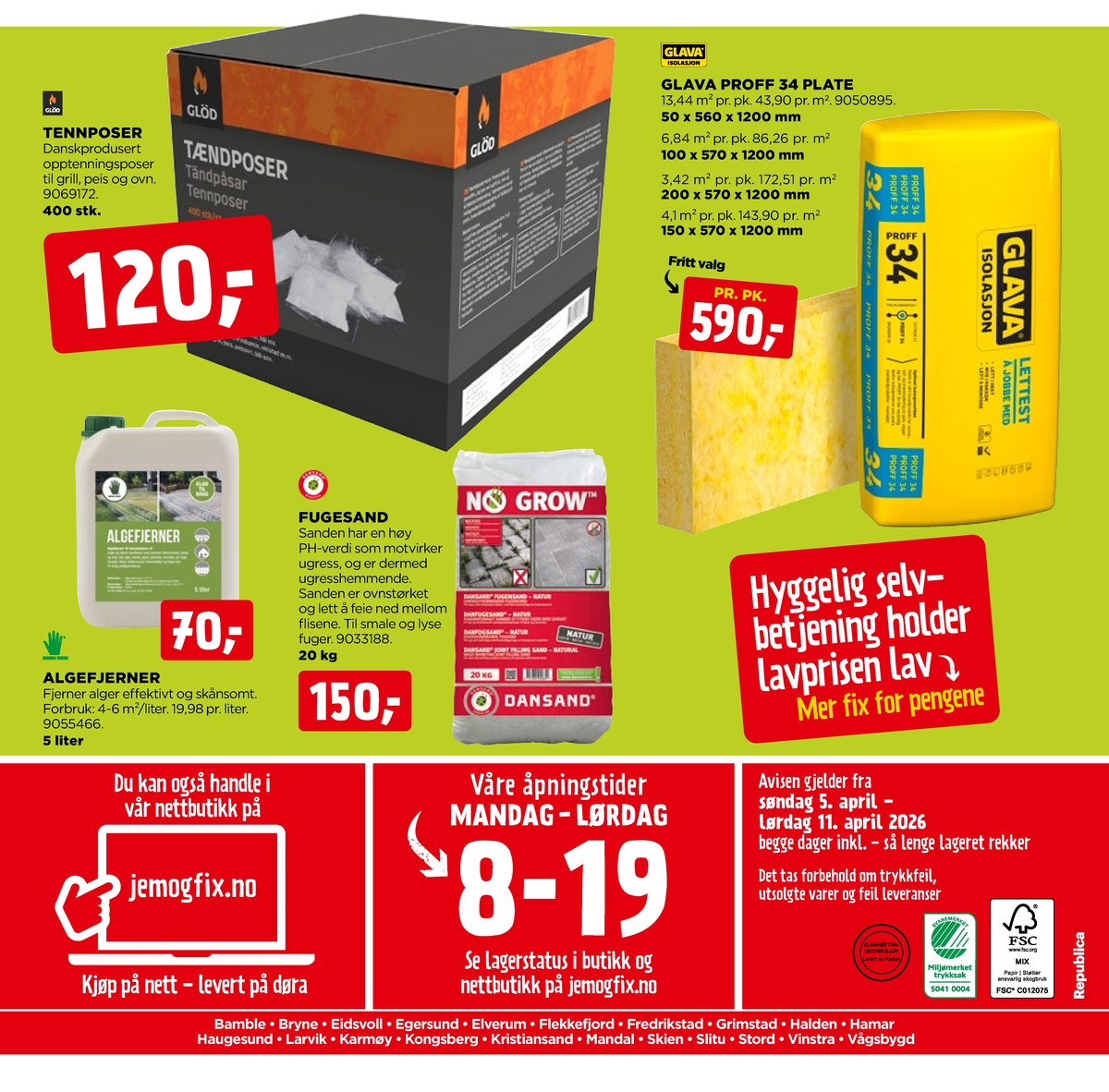 Se Jem & Fix kundeavis for uge 15 på Tilbudsuken.no. Se gode tilbud på mange varer. Les kundeavisen her! Side 20