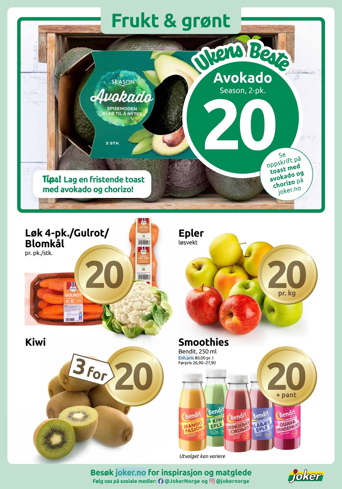 Se Joker kundeavis for uke 16 på Tilbudsuken.no. Se gode tilbud på mange varer, f.eks. avokado season eller epler ukjent. Les kundeavisen her! Side 3
