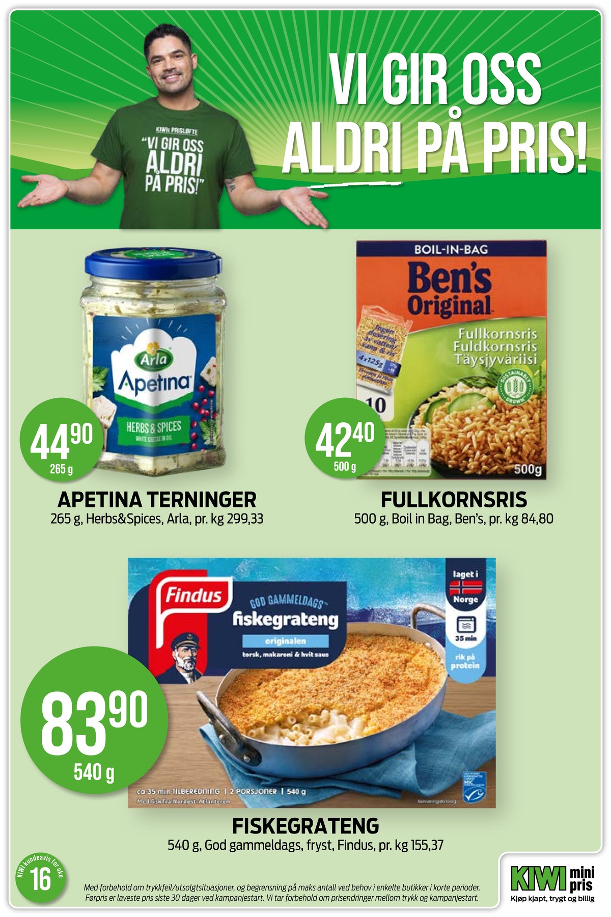 Se Kiwi kundeavis for uke 16 på Tilbudsuken.no. Se gode tilbud på mange varer, f.eks. feta apetina eller fullkornsris ben's original. Les kundeavisen her! Side 15