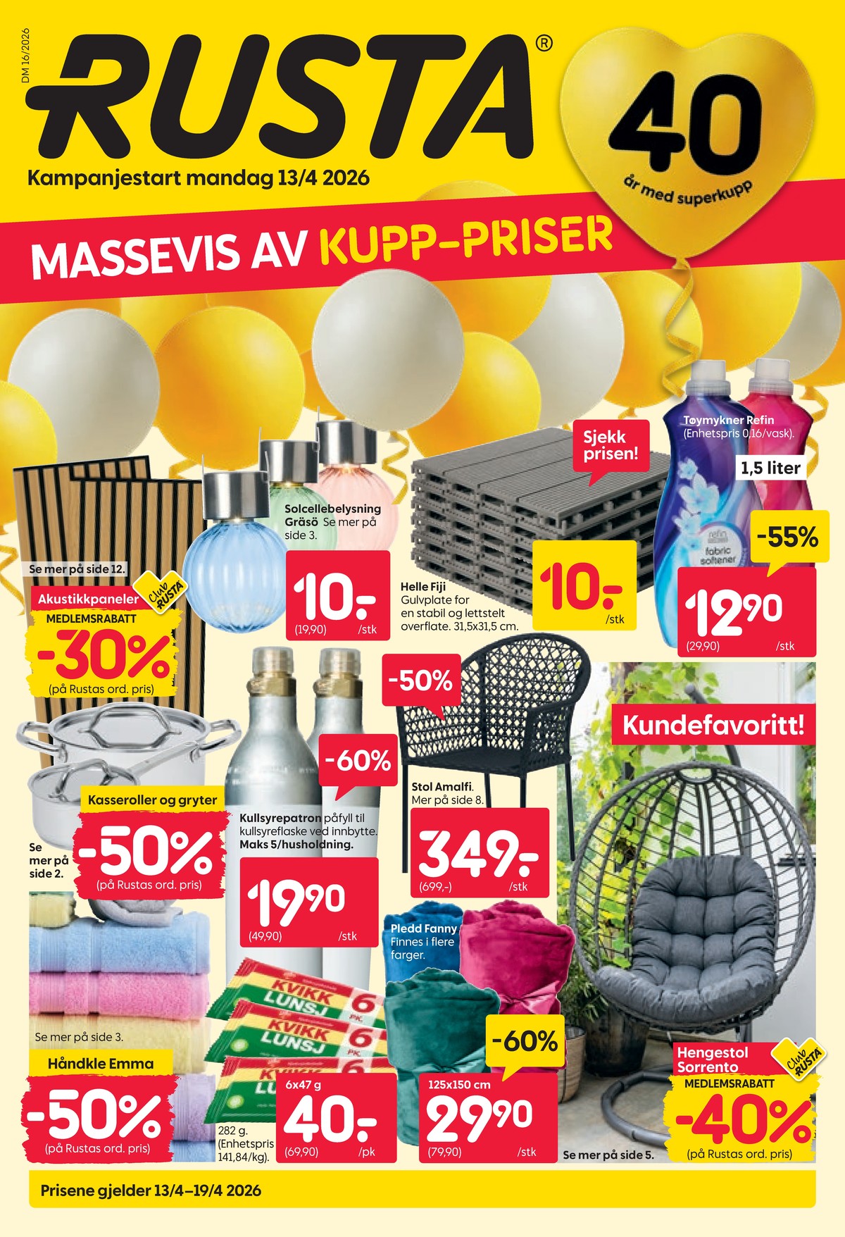 Se Rusta kundeavis for uge 16 på Tilbudsuken.no. Se gode tilbud på mange varer. Les kundeavisen her! Side 1