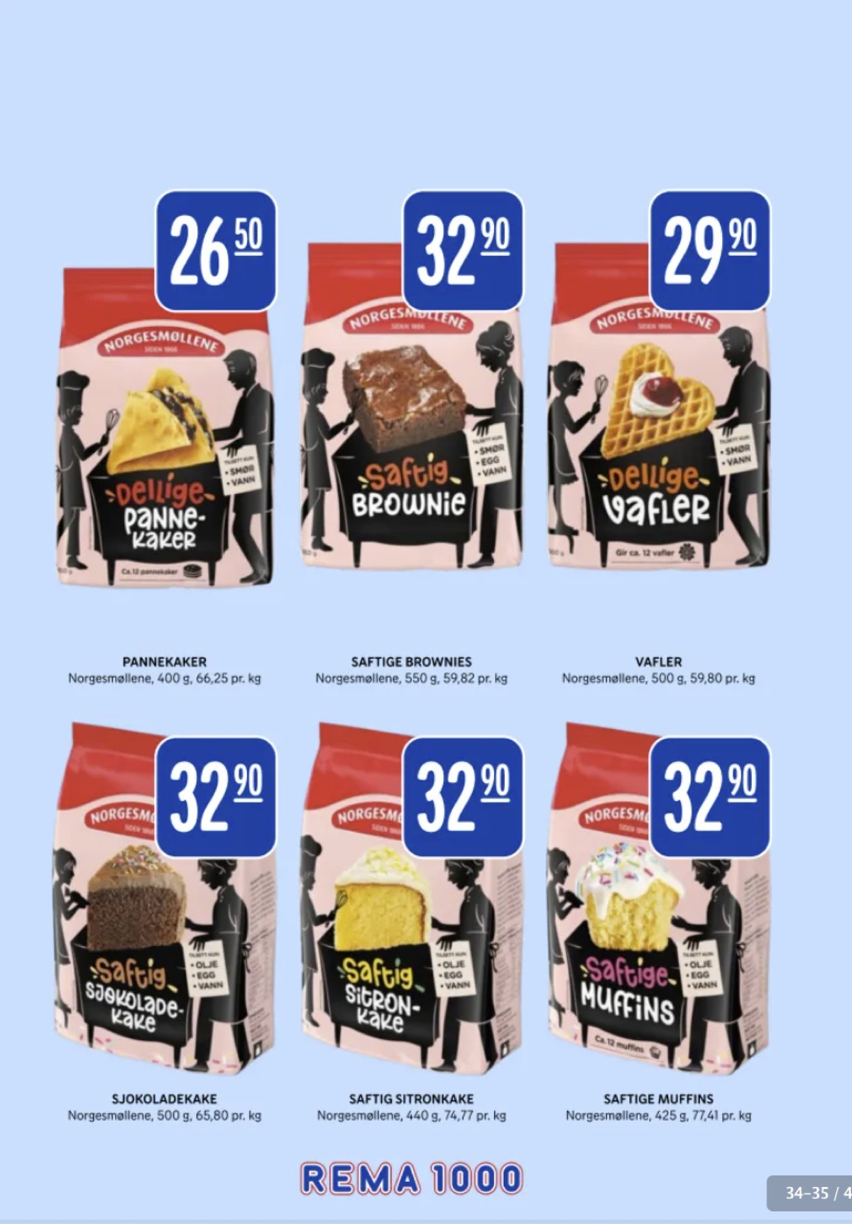 Se Rema 1000 kundeavis for uke 16 på Tilbudsuken.no. Se gode tilbud på mange varer, f.eks. pannekakemix norgesmøllene eller brownies norgesmøllene. Les kundeavisen her! Side 34