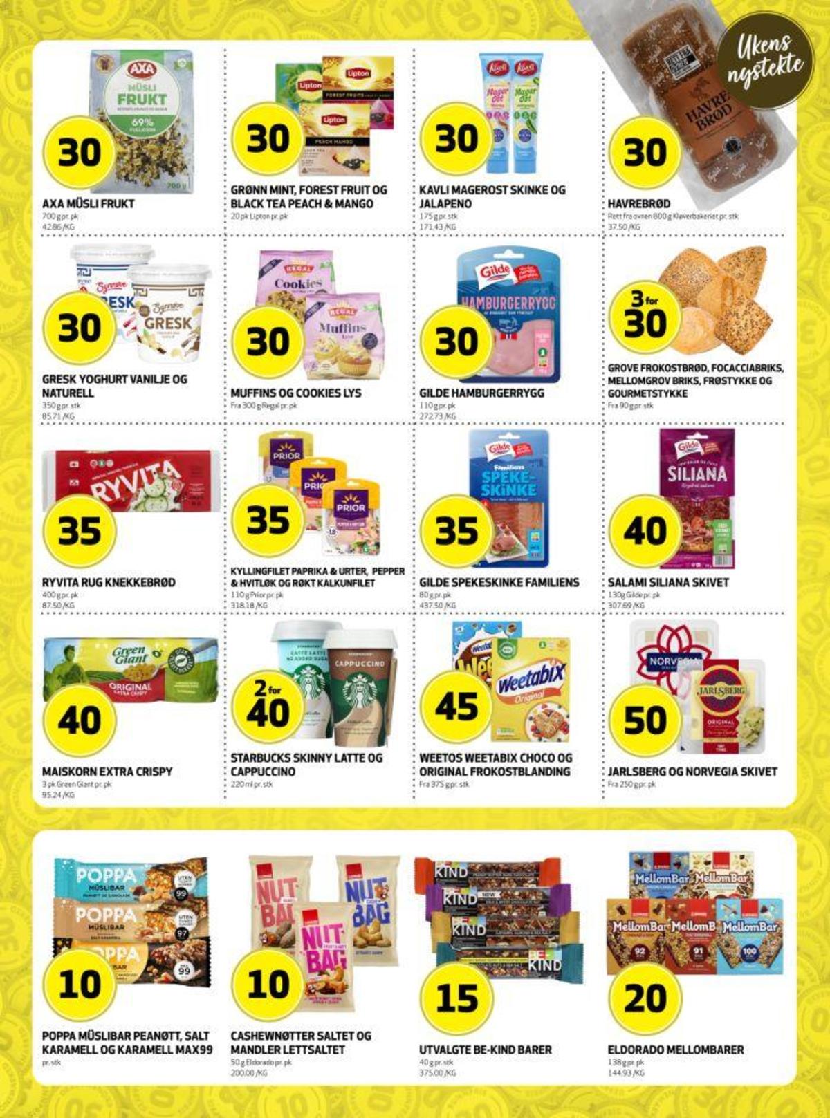 Se Bunnpris kundeavis for uke 16 på Tilbudsuken.no. Se gode tilbud på mange varer, f.eks. fruktmüsli axa eller gresk yoghurt vanilje synnøve finden. Les kundeavisen her! Side 15