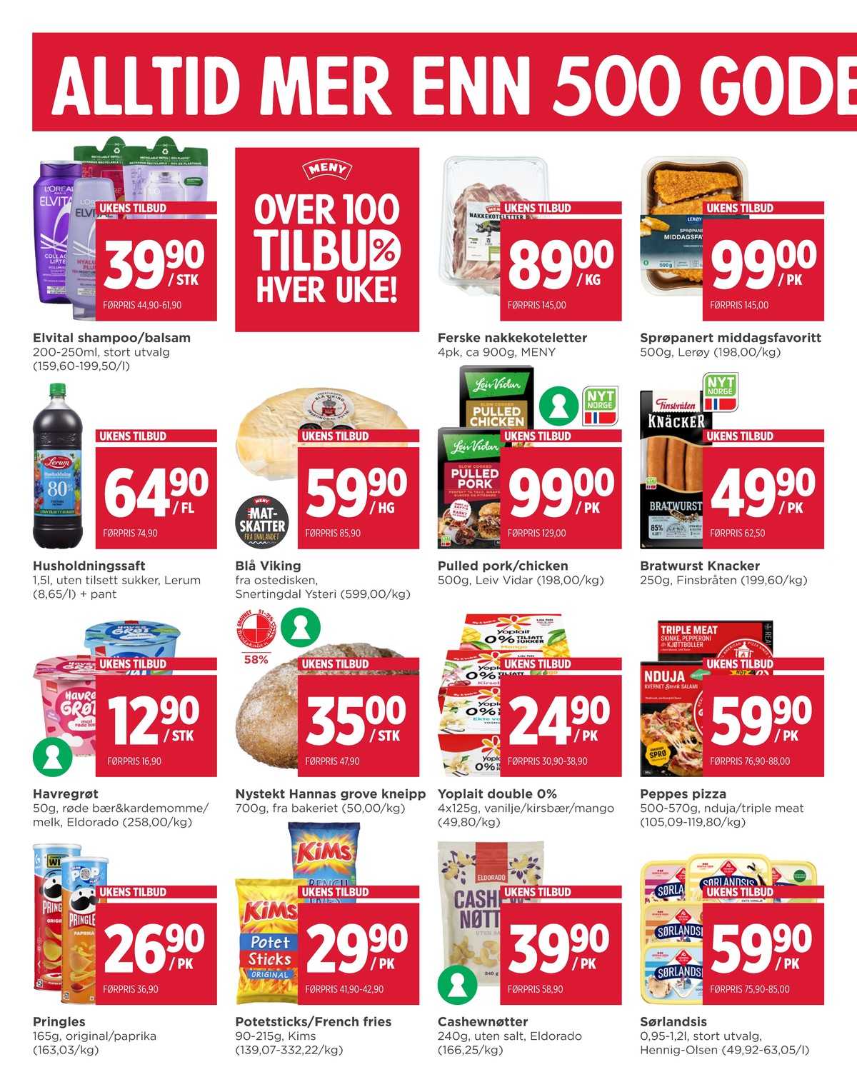 Se Meny kundeavis for uke 16 på Tilbudsuken.no. Se gode tilbud på mange varer, f.eks. shampoo elvital eller balsam elvital. Les kundeavisen her! Side 6