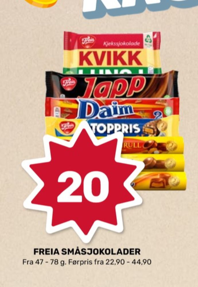 Freia Kvikk Lunsj, Sjokoladebar