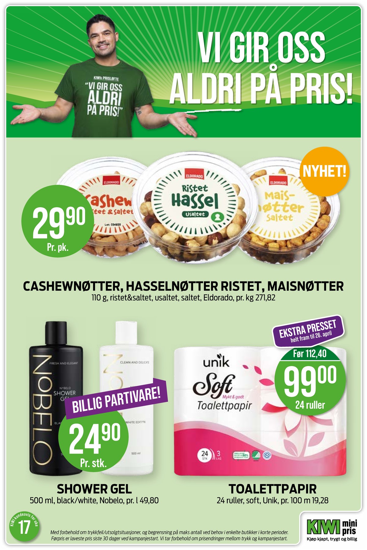 Se Kiwi kundeavis for uke 17 på Tilbudsuken.no. Se gode tilbud på mange varer, f.eks. cashewnøtter eldorado eller ristet hassel eldorado. Les kundeavisen her! Side 16