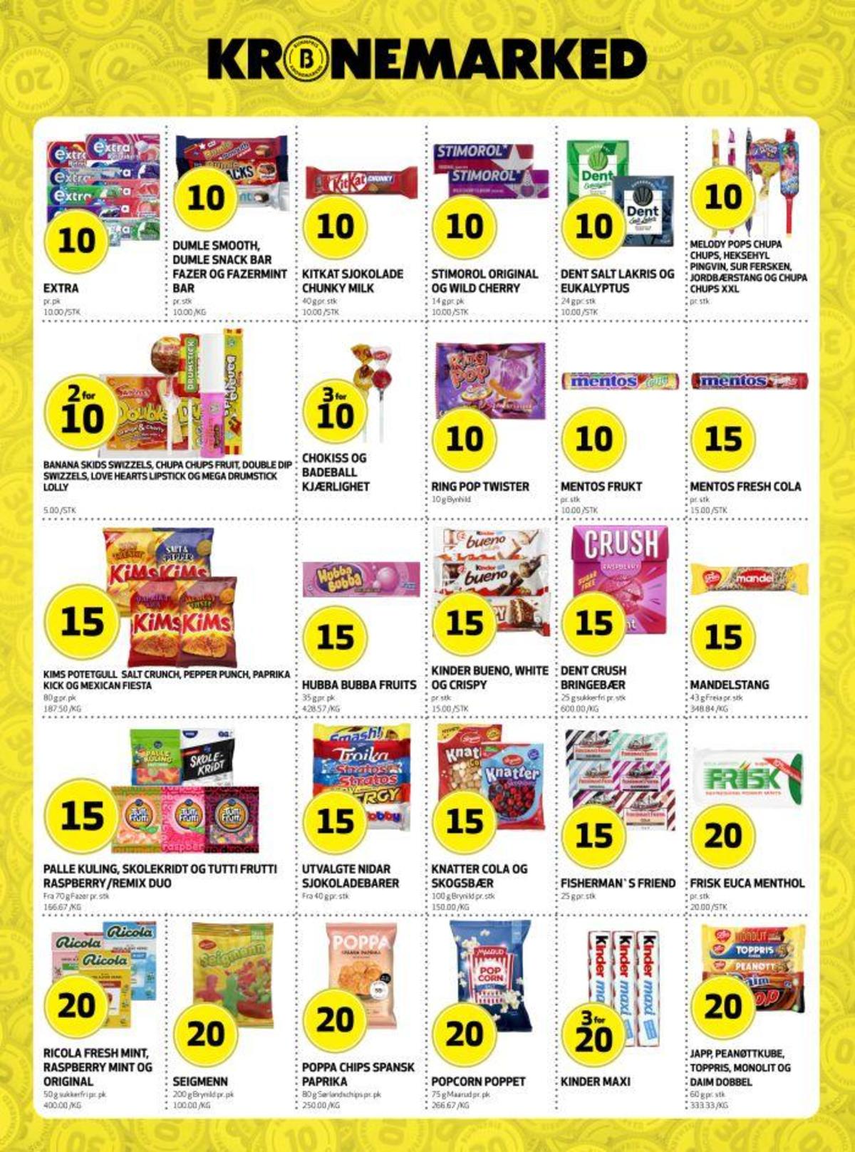 Se Bunnpris kundeavis for uke 17 på Tilbudsuken.no. Se gode tilbud på mange varer, f.eks. tyggegummi extra eller sjokoladebar snacks. Les kundeavisen her! Side 20
