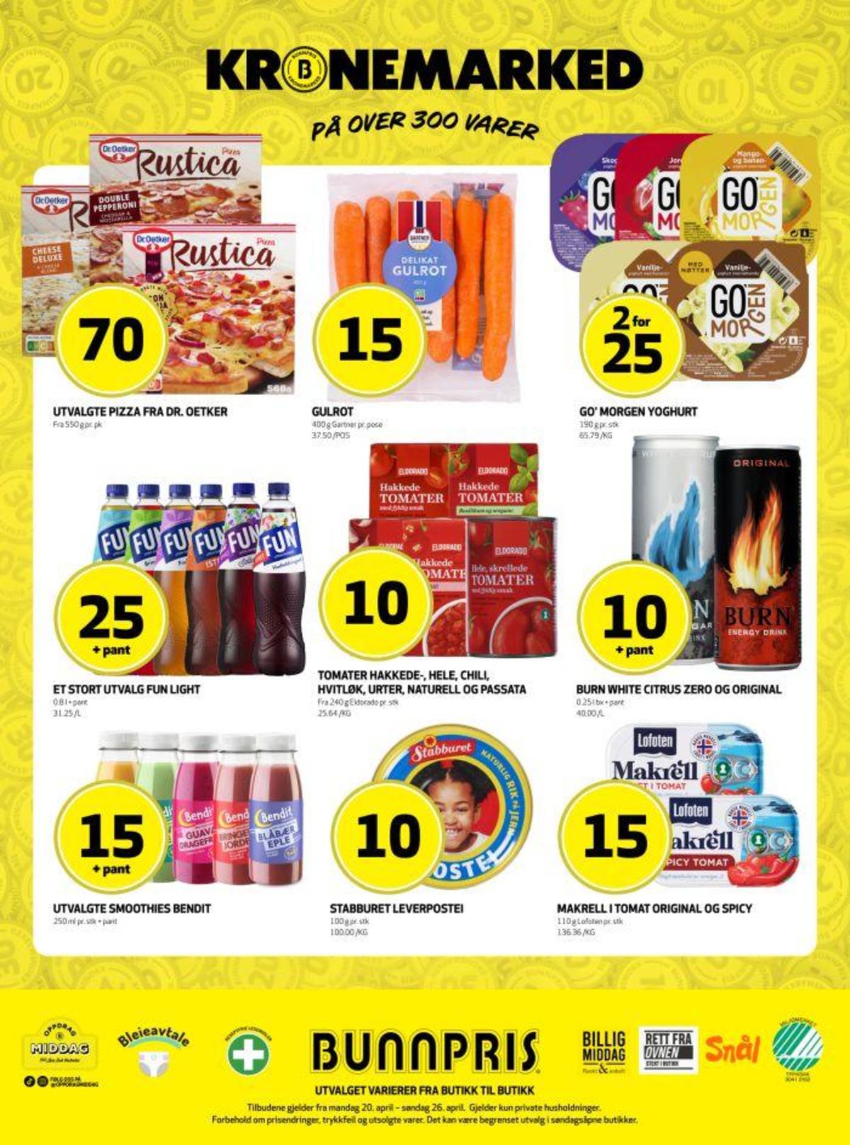 Se Bunnpris kundeavis for uke 17 på Tilbudsuken.no. Se gode tilbud på mange varer, f.eks. pizza bacon nduja style  rustica eller double pepperoni rustica. Les kundeavisen her! Side 32