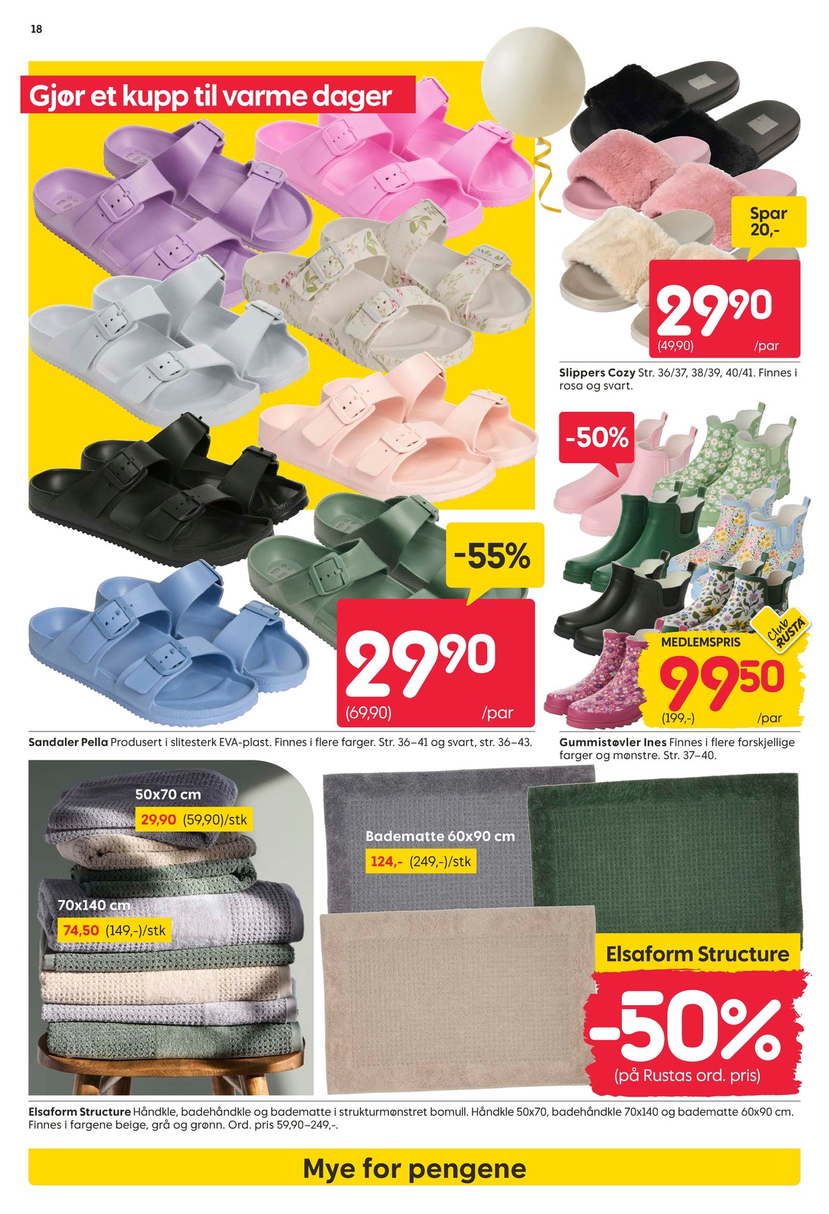 Se Rusta kundeavis for uke 18 på Tilbudsuken.no. Se gode tilbud på mange varer, f.eks. sandaler ukjent eller gummistøvler ukjent. Les kundeavisen her! Side 18