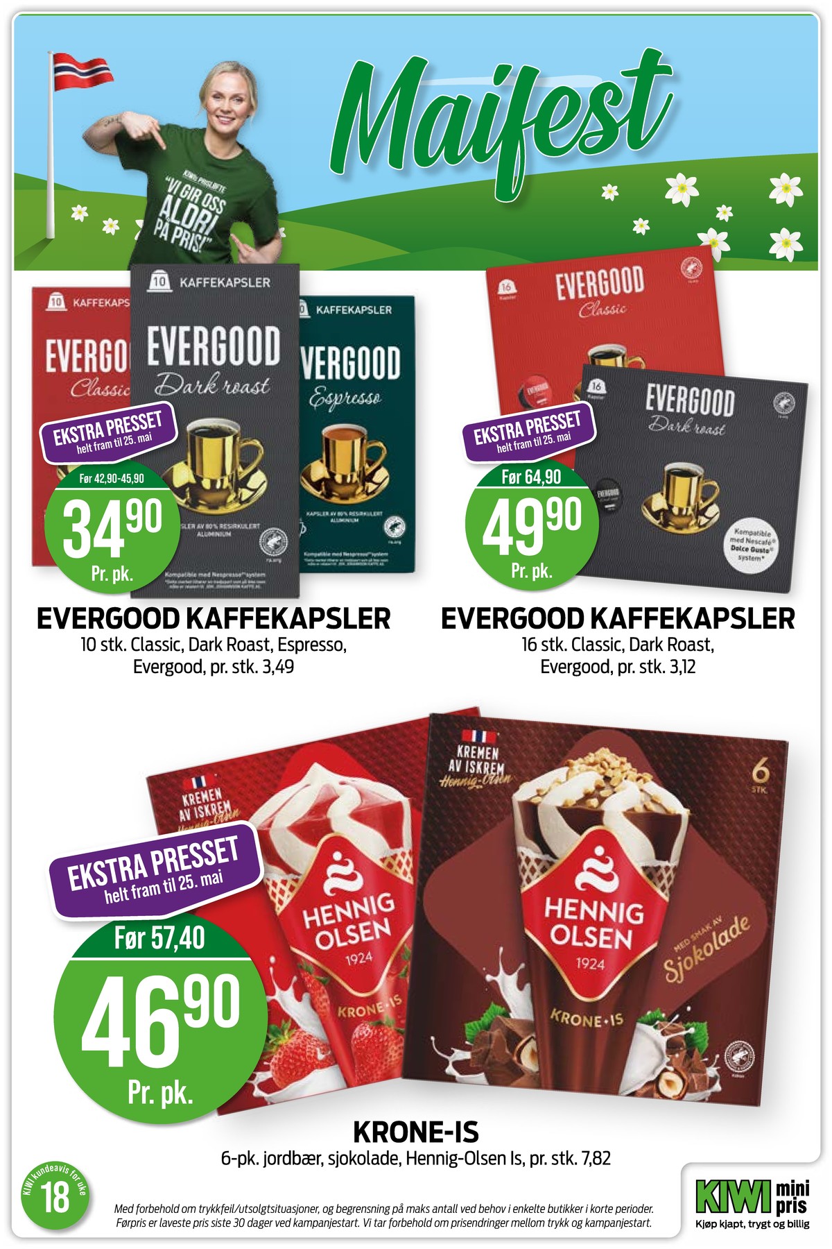 Se Kiwi kundeavis for uke 18 på Tilbudsuken.no. Se gode tilbud på mange varer, f.eks. kaffekapsler classic eller kaffekapsler dark roast. Les kundeavisen her! Side 12