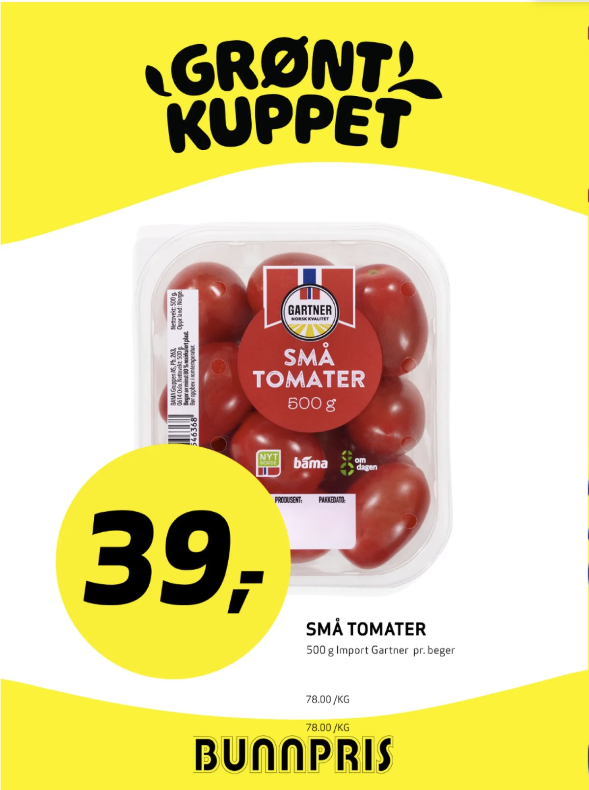 Se Bunnpris kundeavis for uke 18 på Tilbudsuken.no. Se gode tilbud på mange varer, f.eks. tomater gartner eller andre varer. Les kundeavisen her! Side 14