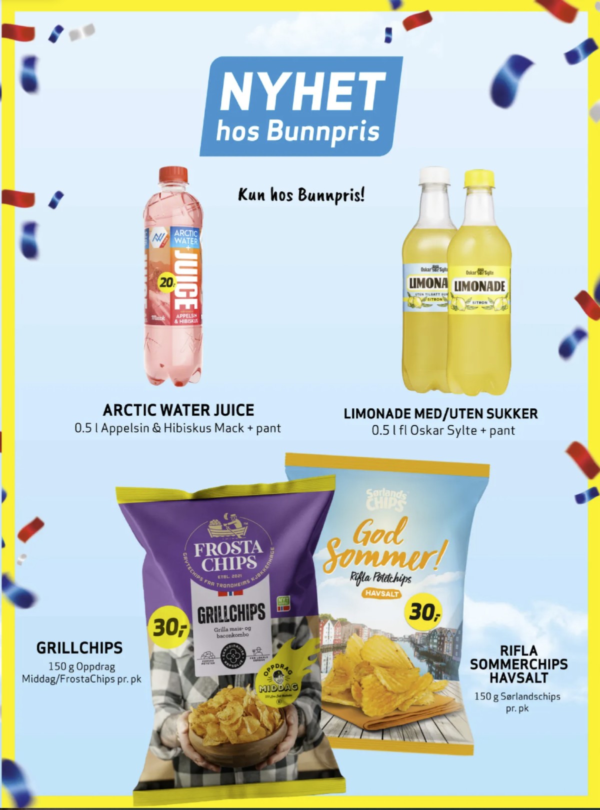 Se Bunnpris kundeavis for uke 18 på Tilbudsuken.no. Se gode tilbud på mange varer, f.eks. mineralvann marc arctic eller grillchips frosta chips. Les kundeavisen her! Side 21