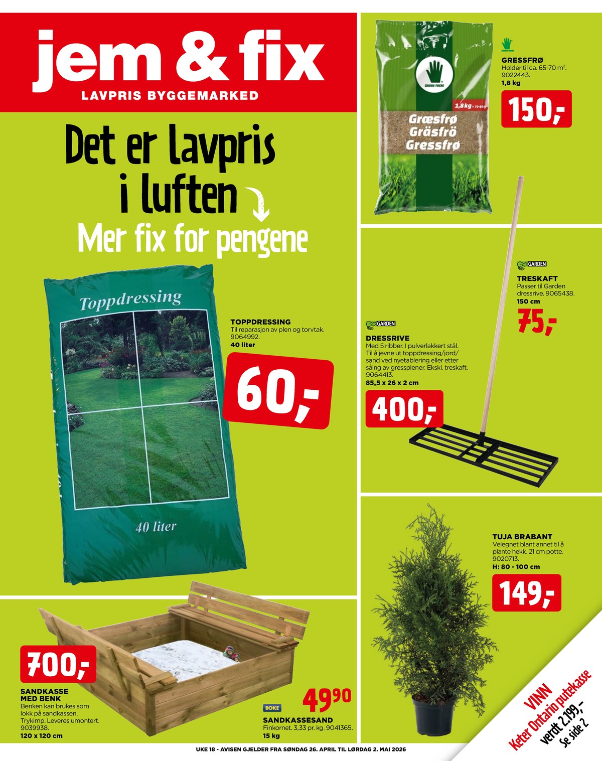 Se Jem & Fix kundeavis for uge 18 på Tilbudsuken.no. Se gode tilbud på mange varer. Les kundeavisen her! Side 1