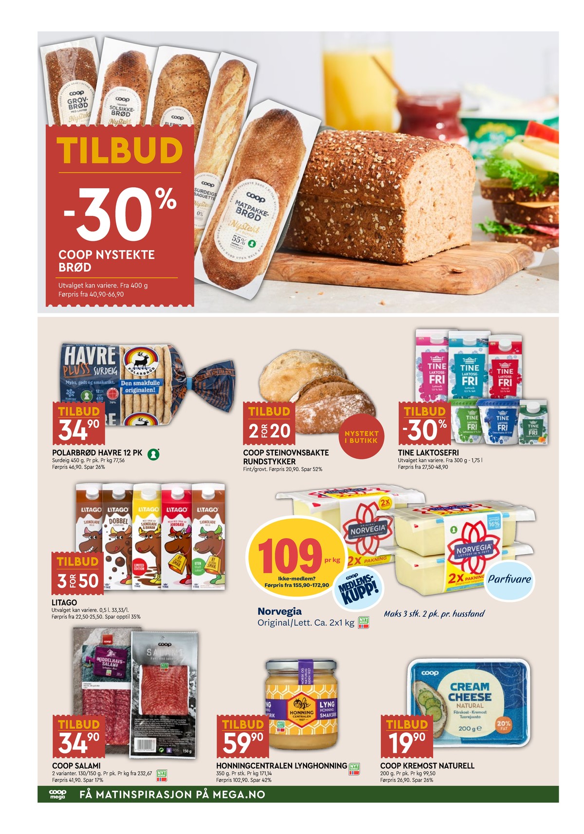 Se Coop Mega kundeavis for uke 2 på Tilbudsuken.no. Se gode tilbud på mange varer, f.eks. brød coop eller havrebrød polarbrød. Les kundeavisen her! Side 4