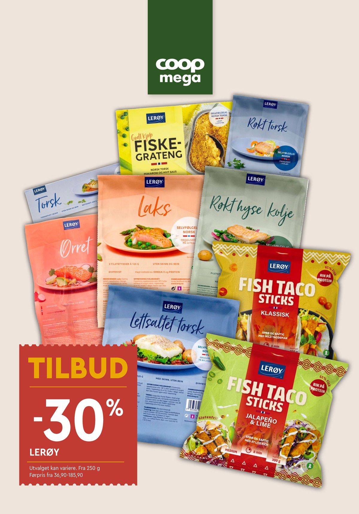 Se Coop Mega kundeavis for uke 2 på Tilbudsuken.no. Se gode tilbud på mange varer, f.eks. fiskegratin lerøy eller fish taco sticks klassisk lerøy. Les kundeavisen her! Side 9