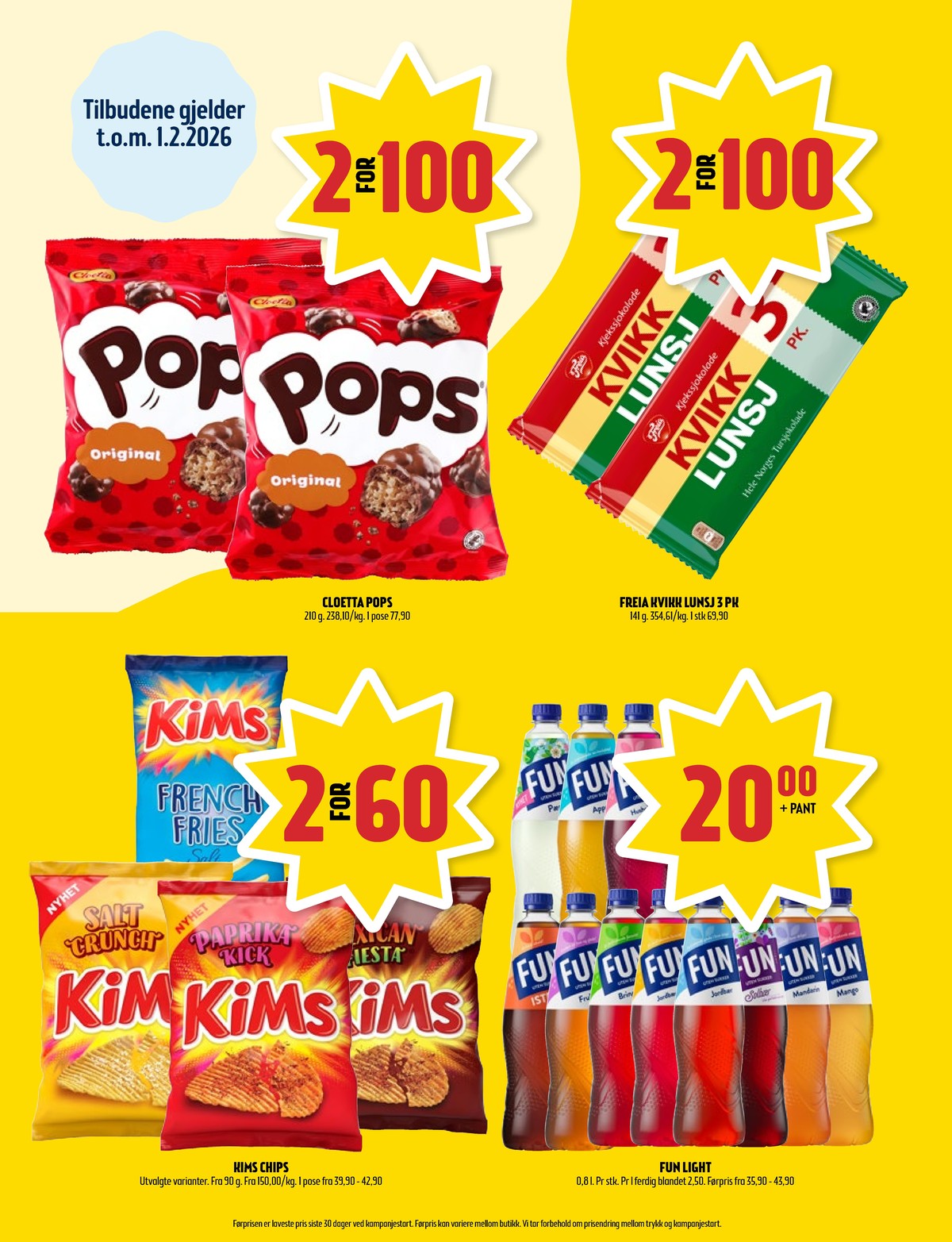 Se Coop Prix kundeavis for uke 2 på Tilbudsuken.no. Se gode tilbud på mange varer, f.eks. pops original cloetta eller sjokoladebar kvikk lunsj. Les kundeavisen her! Side 7