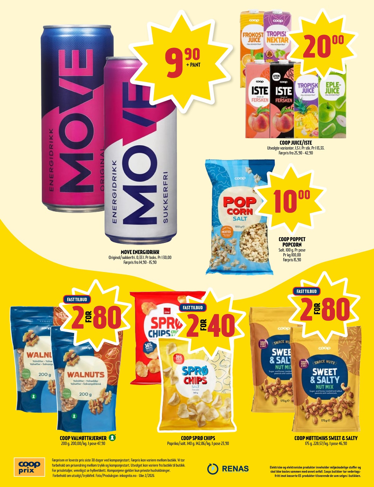 Se Coop Prix kundeavis for uke 2 på Tilbudsuken.no. Se gode tilbud på mange varer, f.eks. energidrikk move eller frokostjuice coop. Les kundeavisen her! Side 8