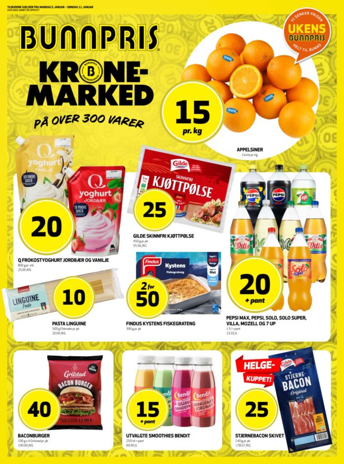 Se Bunnpris kundeavis for uke 2 på Tilbudsuken.no. Se gode tilbud på mange varer, f.eks. appelsiner cevita eller pepsi max pepsi max. Les kundeavisen her! Side 1