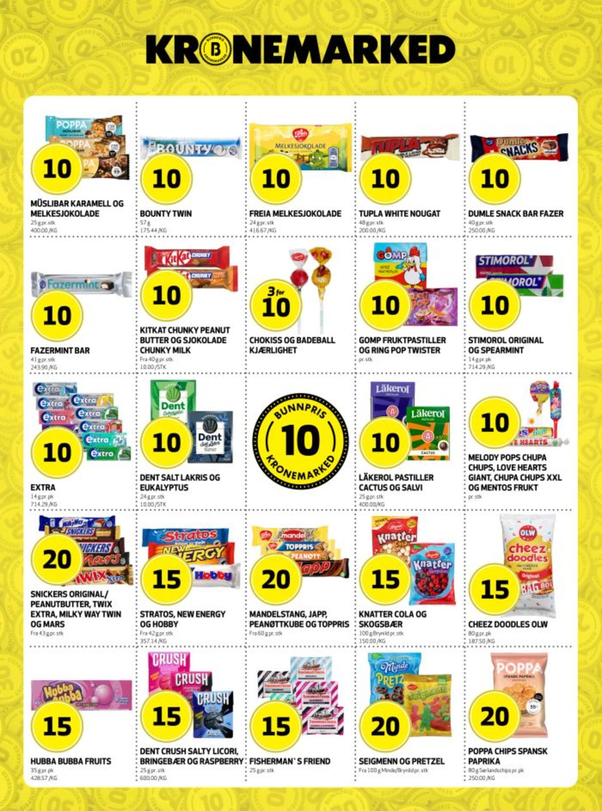 Se Bunnpris kundeavis for uke 2 på Tilbudsuken.no. Se gode tilbud på mange varer, f.eks. müslibar poppa eller sjokoladebar bounty. Les kundeavisen her! Side 16