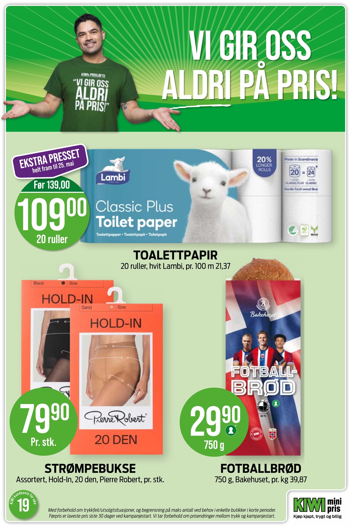 Se Kiwi kundeavis for uke 20 på Tilbudsuken.no. Se gode tilbud på mange varer, f.eks. toalettpapir classic plus eller strømpebukse pierre robert. Les kundeavisen her! Side 20