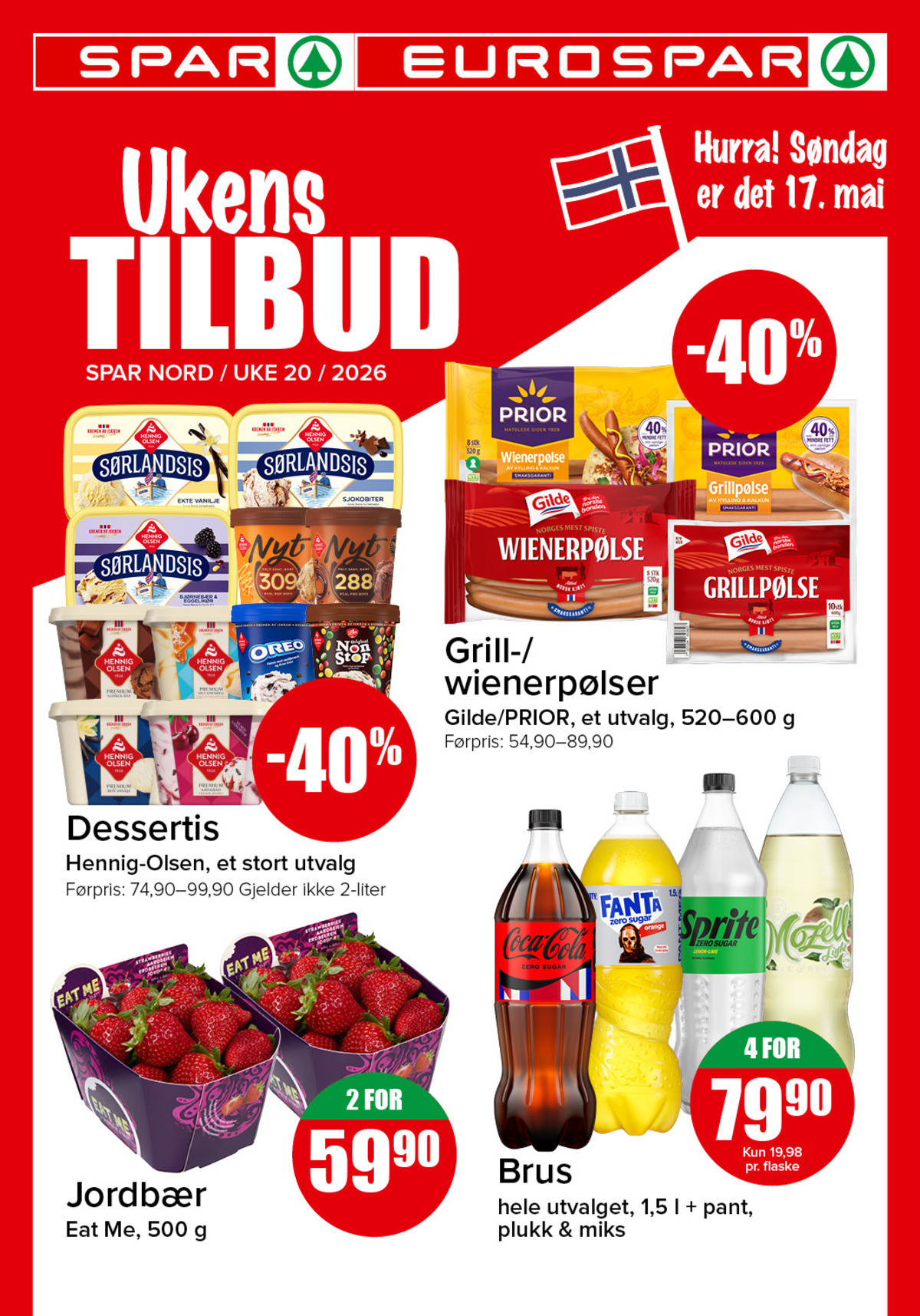 Se Spar - Eurospar kundeavis for uke 20 på Tilbudsuken.no. Se gode tilbud på mange varer, f.eks. sjokobiter is sørlandsis eller pistasj- & sjokoladesmak is sørlandsis. Les kundeavisen her! Side 1