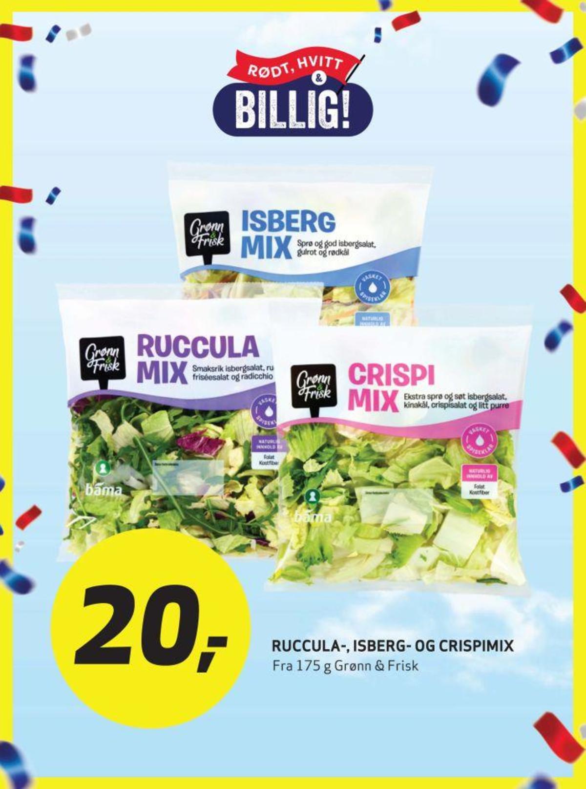 Se Bunnpris kundeavis for uke 20 på Tilbudsuken.no. Se gode tilbud på mange varer, f.eks. ruccolasalat grønn og frisk eller salat grønn og frisk. Les kundeavisen her! Side 10