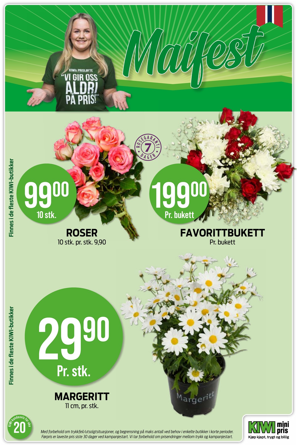 Se Kiwi kundeavis for uke 20 på Tilbudsuken.no. Se gode tilbud på mange varer, f.eks. bukett ukjent eller bukett ukjent. Les kundeavisen her! Side 14