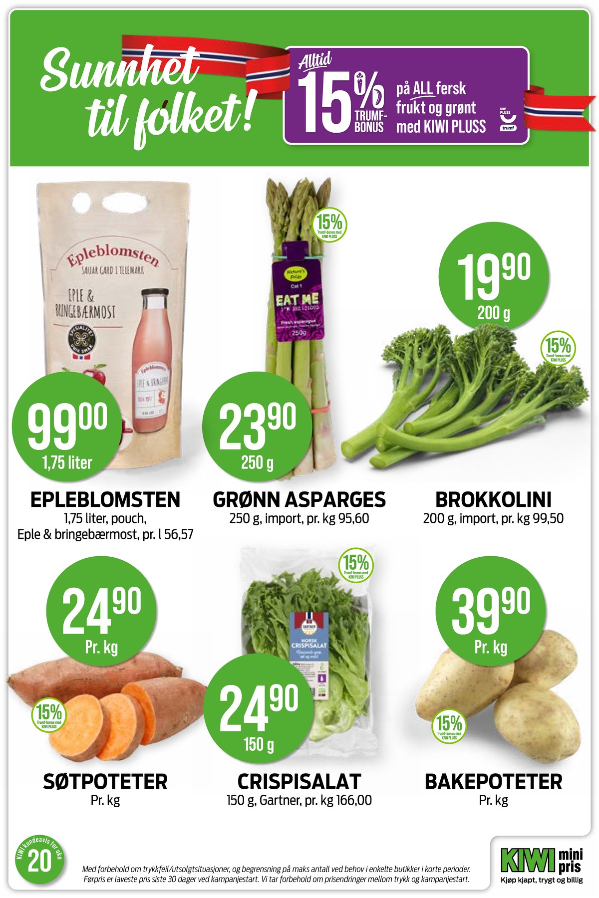 Se Kiwi kundeavis for uke 20 på Tilbudsuken.no. Se gode tilbud på mange varer, f.eks. eplemost epleblomsten eller asparges ukjent. Les kundeavisen her! Side 10