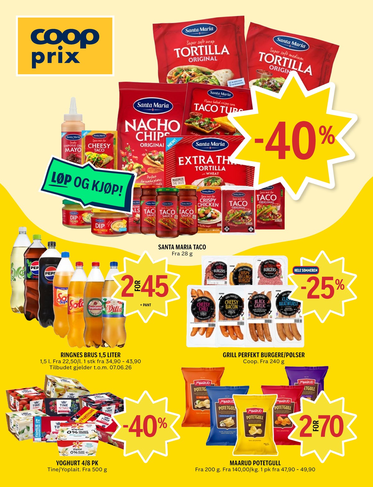 Se Coop Prix kundeavis for uke 21 på Tilbudsuken.no. Se gode tilbud på mange varer, f.eks. spice mix taco original santa maria eller pepsi max pepsi max. Les kundeavisen her! Side 1