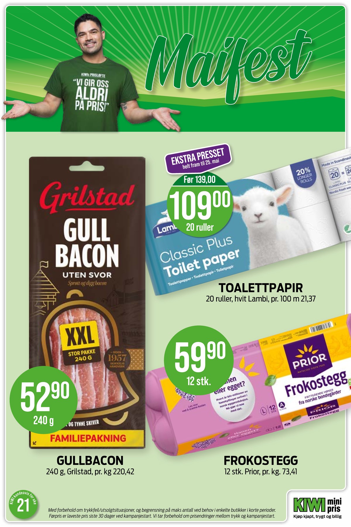 Se Kiwi kundeavis for uke 21 på Tilbudsuken.no. Se gode tilbud på mange varer, f.eks. bacon grilstad eller toalettpapir classic plus. Les kundeavisen her! Side 22
