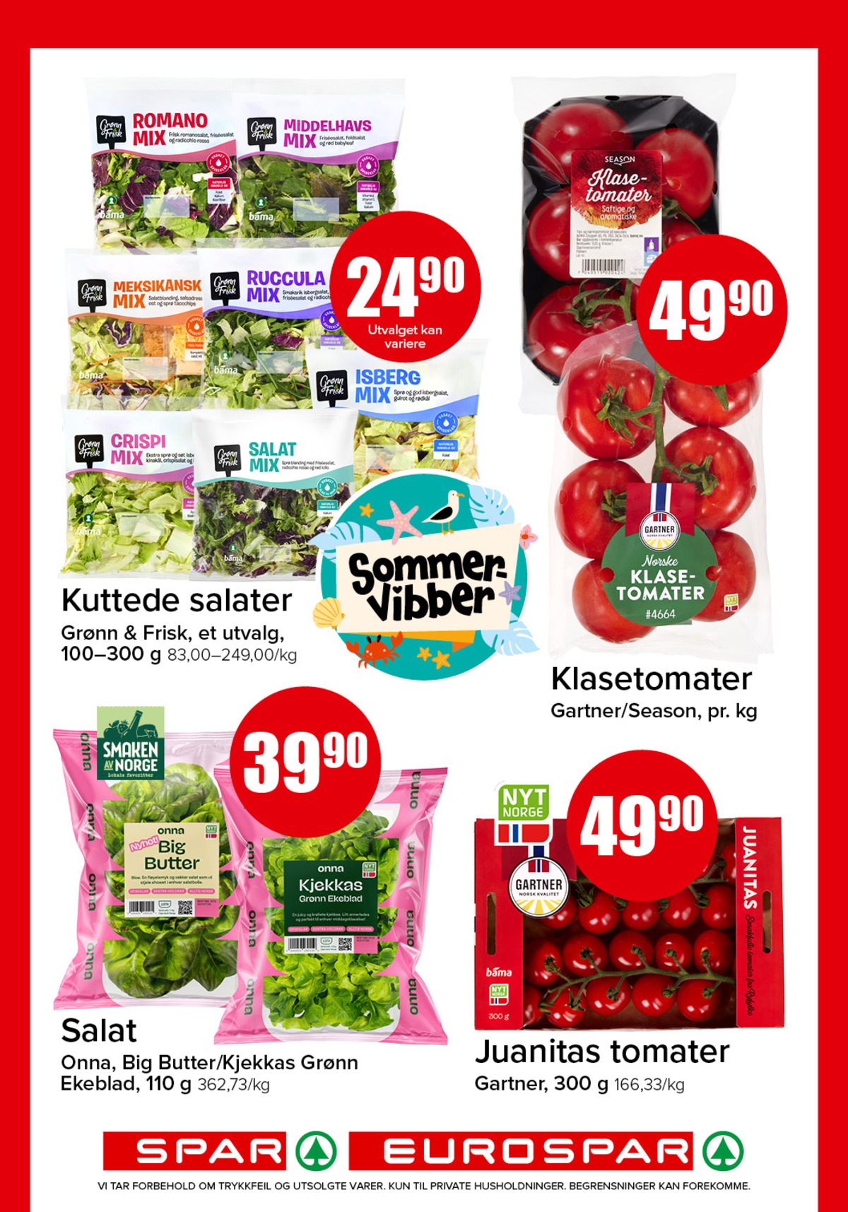 Se Spar - Eurospar kundeavis for uke 21 på Tilbudsuken.no. Se gode tilbud på mange varer, f.eks. salat grønn og frisk eller tomater gartner. Les kundeavisen her! Side 4