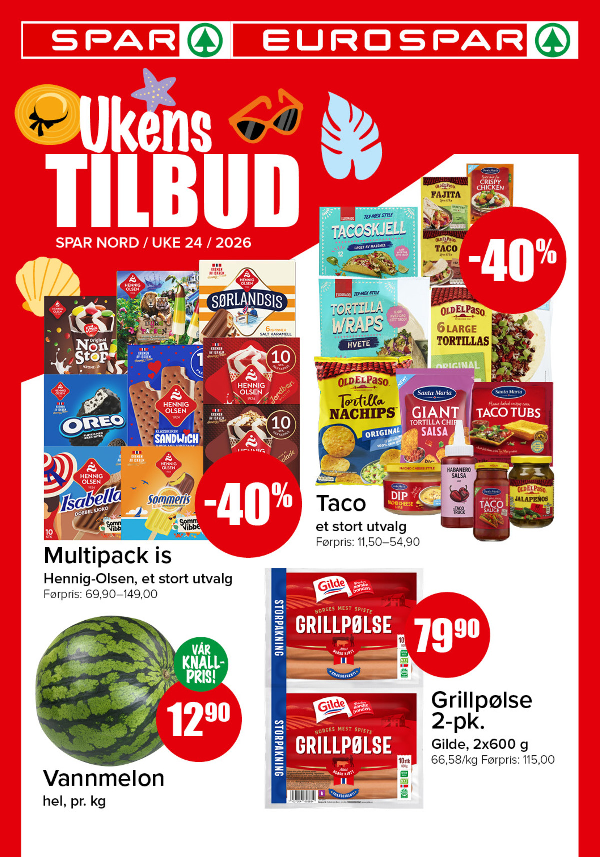 Se Spar - Eurospar kundeavis for uke 24 på Tilbudsuken.no. Se gode tilbud på mange varer, f.eks. spice mix crispy chicken santa maria eller taco shells eldorado. Les kundeavisen her! Side 1