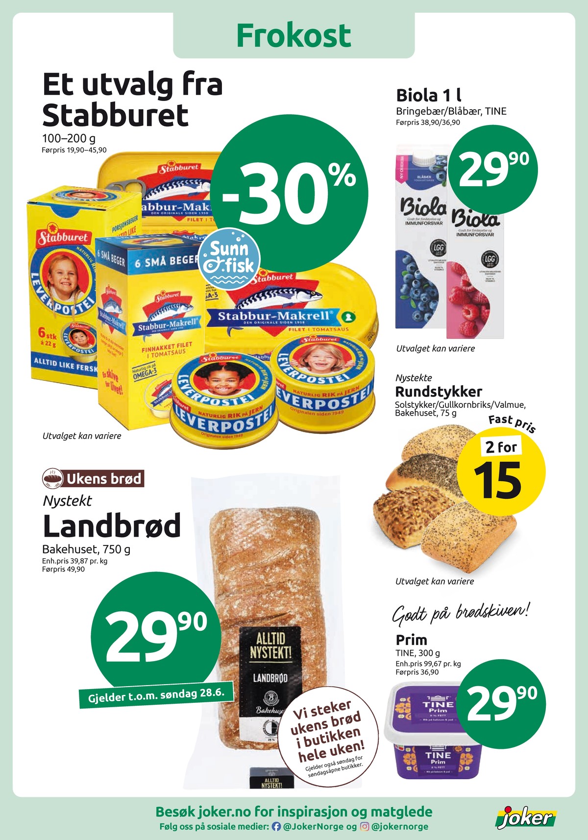 Se Joker kundeavis for uge 25 på Tilbudsuken.no. Se gode tilbud på mange varer. Les kundeavisen her! Side 4