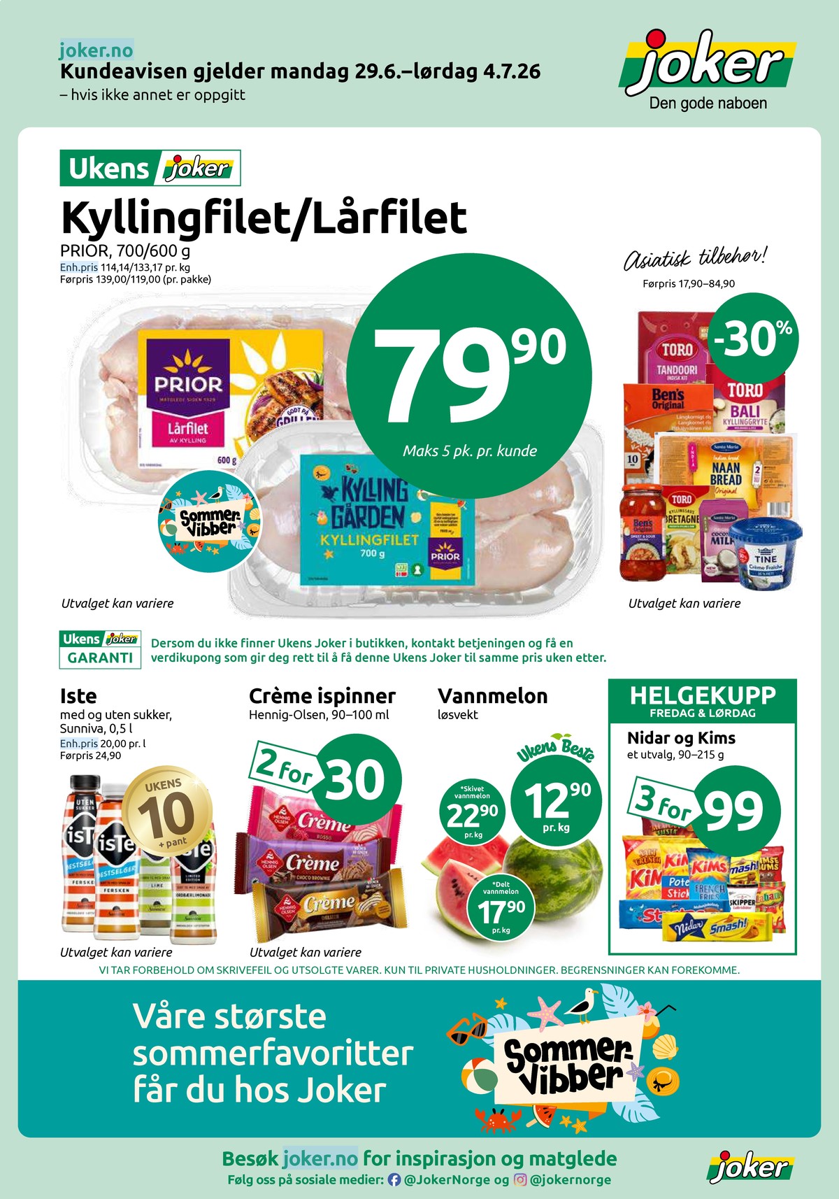 Se Joker kundeavis for uge 27 på Tilbudsuken.no. Se gode tilbud på mange varer. Les kundeavisen her! Side 1