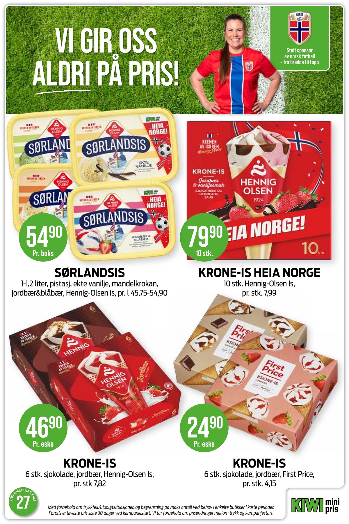 Se Kiwi kundeavis for uke 27 på Tilbudsuken.no. Se gode tilbud på mange varer, f.eks. pistasj- & sjokoladesmak is sørlandsis eller ekte vaniljeis sørlandsis. Les kundeavisen her! Side 16