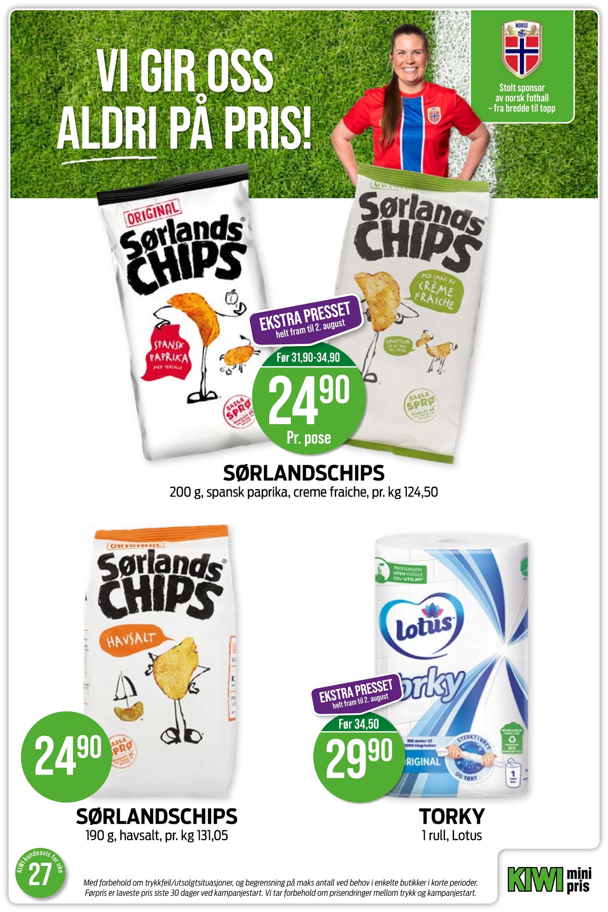 Se Kiwi kundeavis for uke 27 på Tilbudsuken.no. Se gode tilbud på mange varer, f.eks. chips spansk paprika original eller chips crème fraîche original. Les kundeavisen her! Side 5