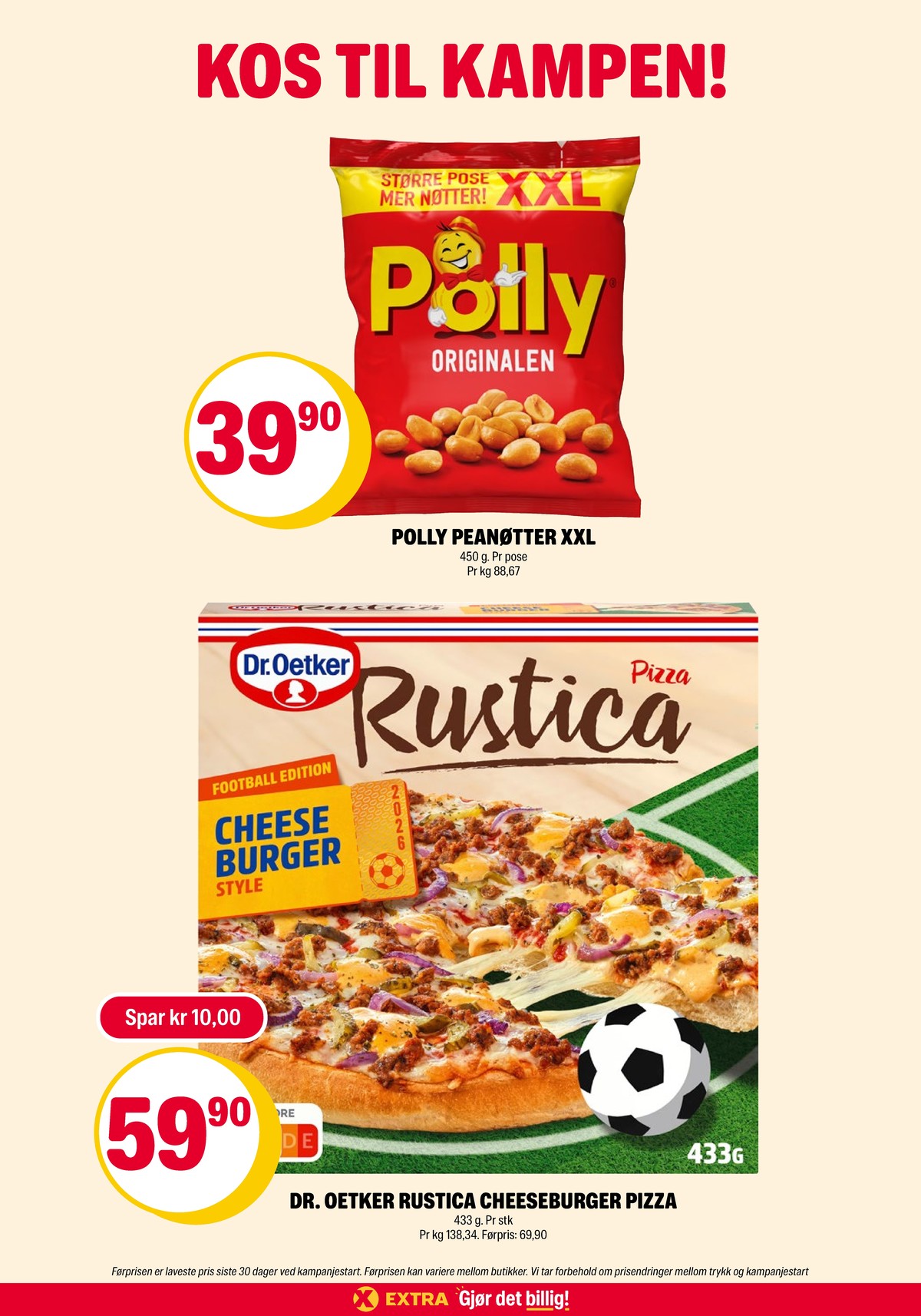 Se Coop Extra kundeavis for uke 29 på Tilbudsuken.no. Se gode tilbud på mange varer, f.eks. peanøtter polly eller cheese burger style pizza rustica. Les kundeavisen her! Side 9