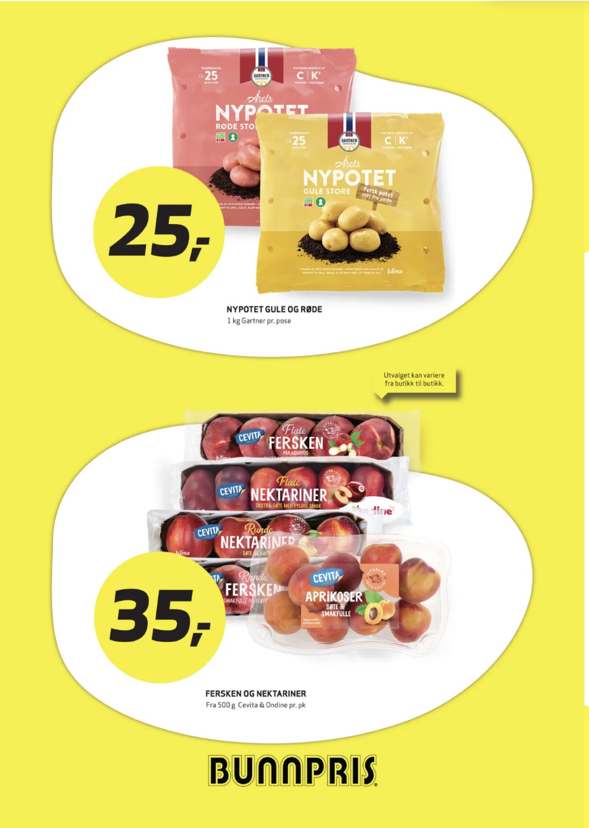 Se Bunnpris kundeavis for uke 29 på Tilbudsuken.no. Se gode tilbud på mange varer, f.eks. poteter gartner eller fersken cevita. Les kundeavisen her! Side 12