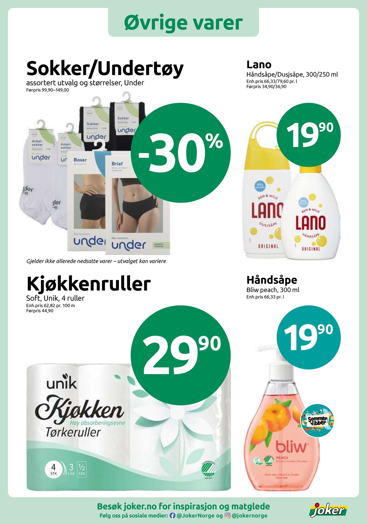 Se Joker kundeavis for uke 29 på Tilbudsuken.no. Se gode tilbud på mange varer, f.eks. dusjsåpe lano eller flytende håndsåpe lano. Les kundeavisen her! Side 11