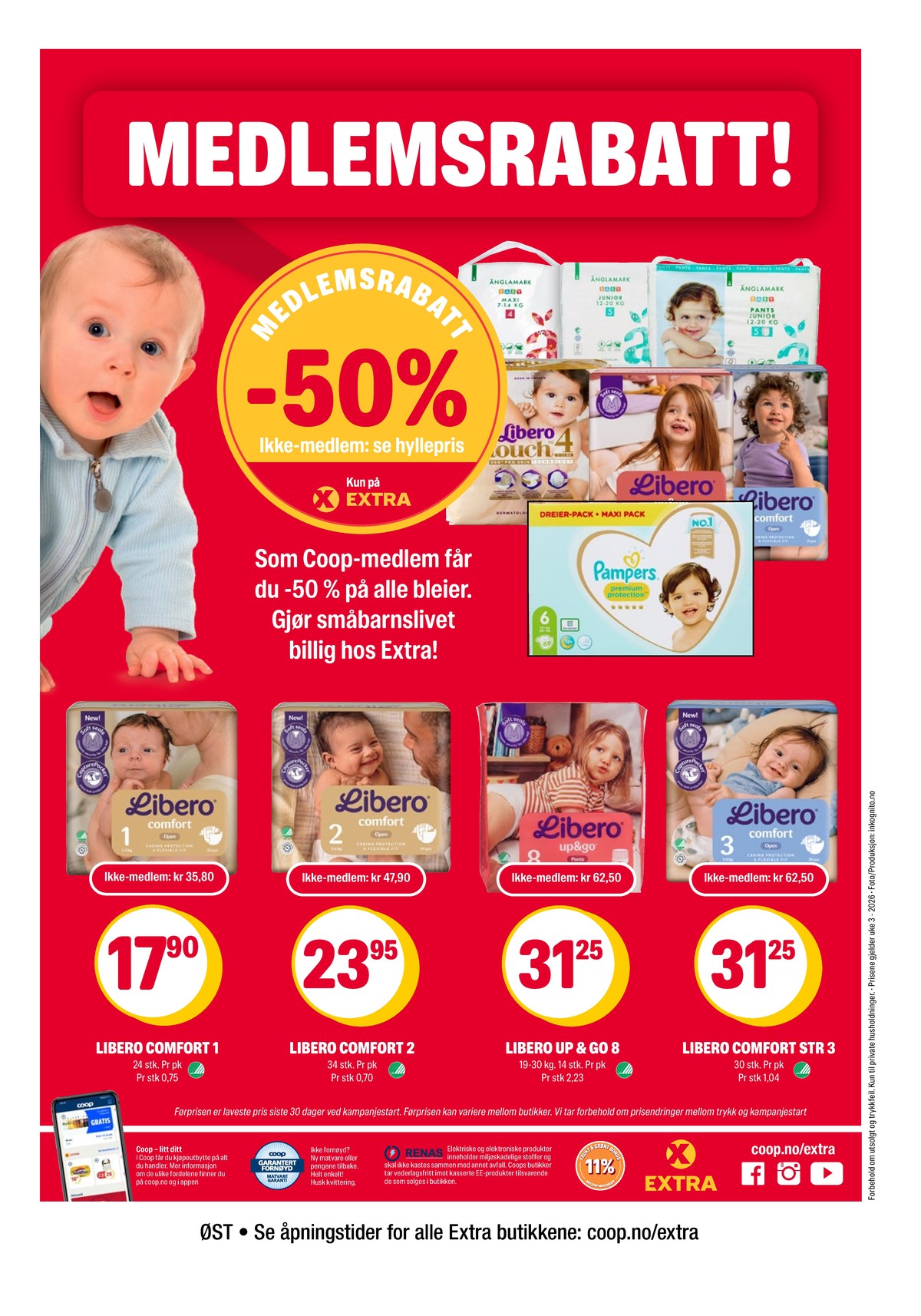 Se Coop Extra kundeavis for uke 3 på Tilbudsuken.no. Se gode tilbud på mange varer, f.eks. bleier libero eller andre varer. Les kundeavisen her! Side 26