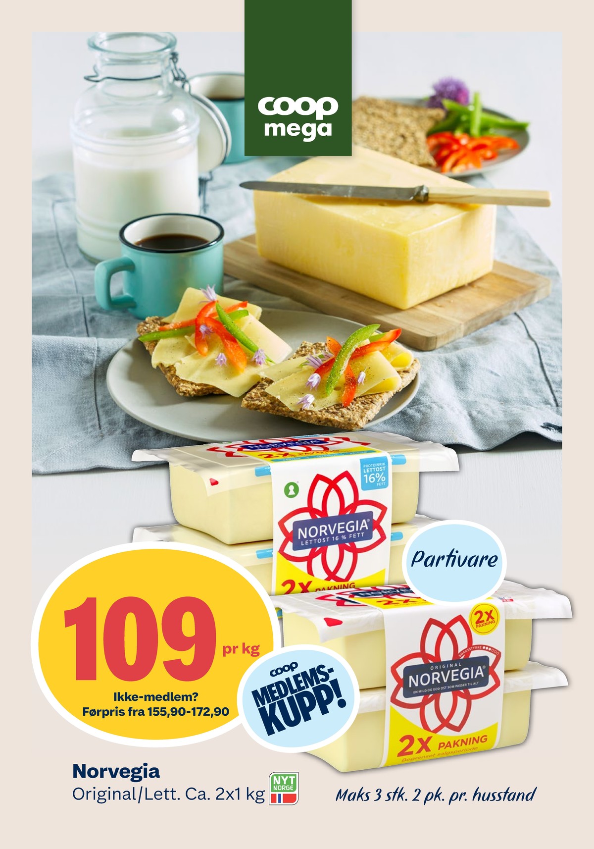 Se Coop Mega kundeavis for uke 3 på Tilbudsuken.no. Se gode tilbud på mange varer, f.eks. skæreost lett 16% norvegia eller skæreost original norvegia. Les kundeavisen her! Side 10