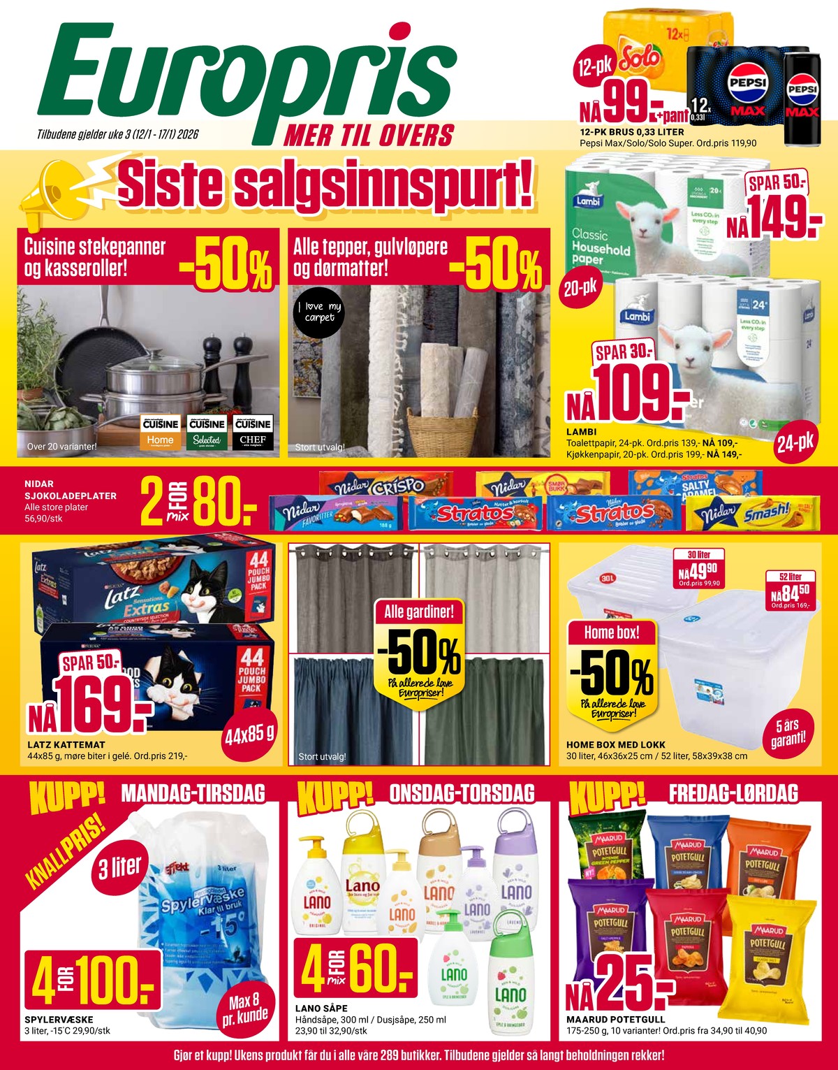 Se Europris kundeavis for uke 3 på Tilbudsuken.no. Se gode tilbud på mange varer, f.eks. tørkerull classic eller toalettpapir classic. Les kundeavisen her! Side 1