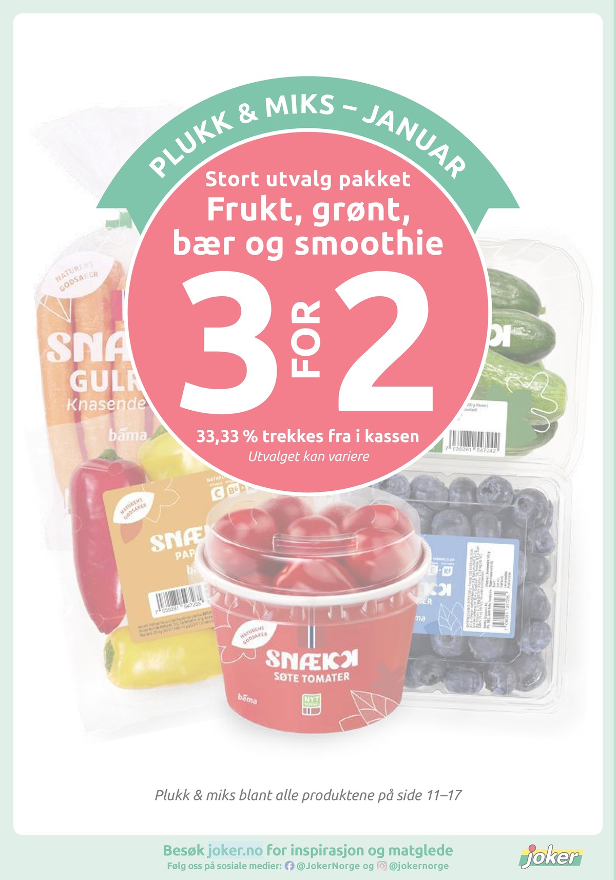 Se Joker kundeavis for uke 3 på Tilbudsuken.no. Se gode tilbud på mange varer, f.eks. gulrøtter bama eller paprika bama. Les kundeavisen her! Side 11